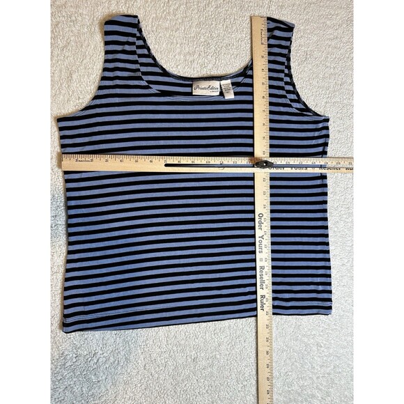 Chico’s Private Edition Size 3 Blue Navy Acetate/Lycra Striped Tank Top - Picture 6 of 6